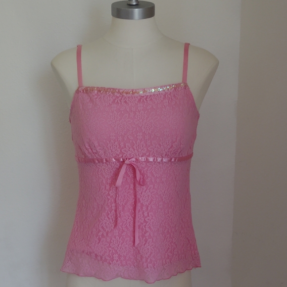 Débardeur Femme La Peche Dentelle Florale Ivoire Taille XL - Occasion Très Bon état, Style Babydoll Coquette Kawaii